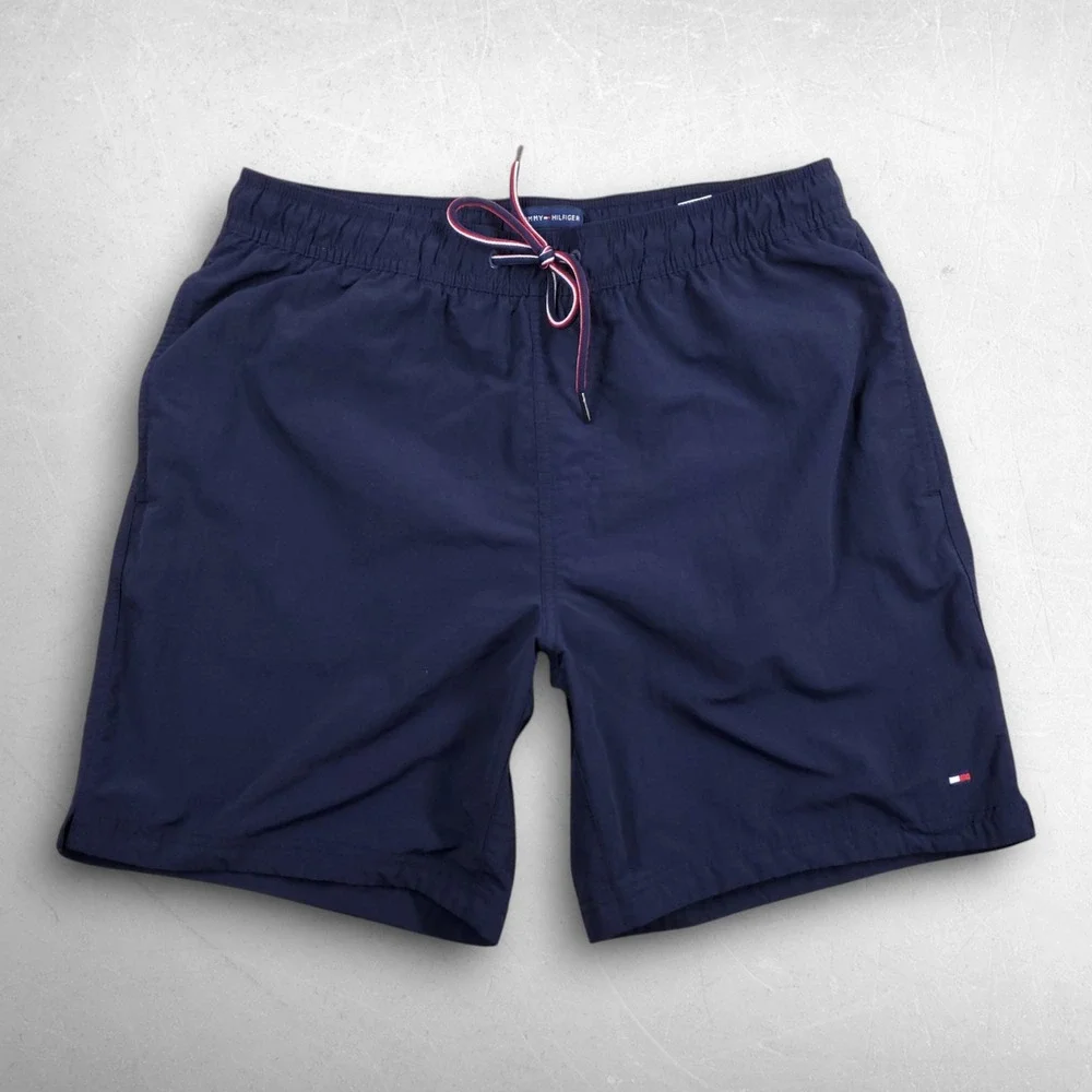 Tommy Hilfiger Swim Shorts Men M Navy Preppy Beach Nautical Summer Athleisure